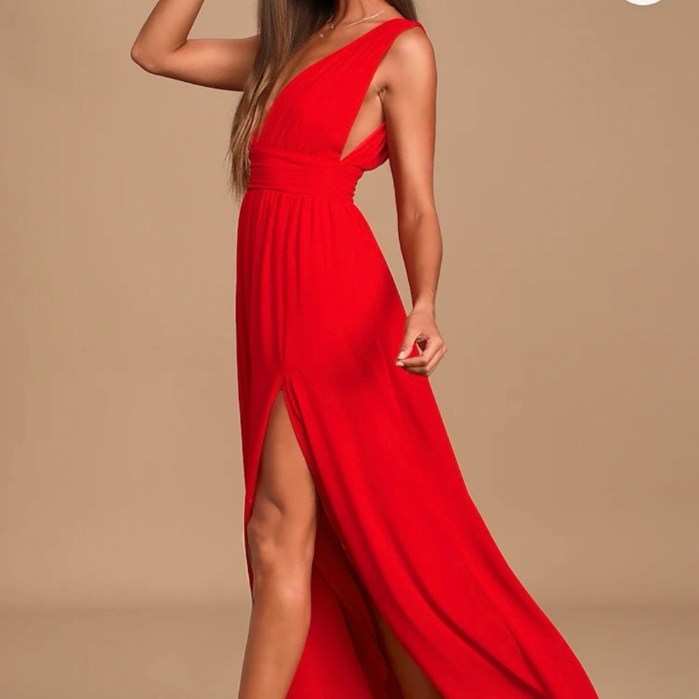 Lulu's Vibrant Red Maxi Dress - Picture 2 of 2